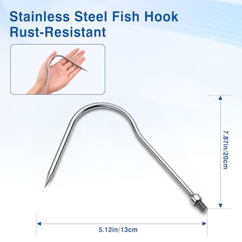 5/7 Prong Fishing Harpoon, Stainless Steel Gig Gaff Hook with 8mm Screw, Harpoon Hook for Hunting Fish Flounder Frog Gig in Pond River Lake, Capable for Fishing Gaff Gig Pole - color: 1 Prong with 8mm screw