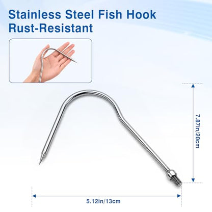 5/7 Prong Fishing Harpoon, Stainless Steel Gig Gaff Hook with 8mm Screw, Harpoon Hook for Hunting Fish Flounder Frog Gig in Pond River Lake, Capable for Fishing Gaff Gig Pole - color: 1 Prong with 8mm screw