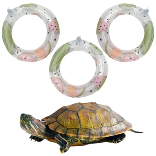 3 Pack Inflatable Turtle Floating Platform Toy Small Animal Floaties Swimming Ring Basking Rest Dock for Turtle Tortoise