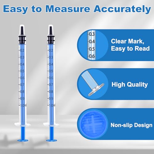 1ml syringe with Measurement for Scientific Labs, Feeding Pets, Refilling and Measuring Liquids,Dispensing,with Cap (5PCS, 1ml) - size: 5PCS-1ml