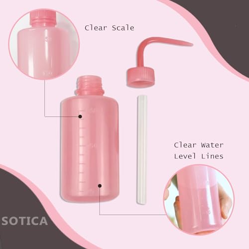 Wash Bottles - 3pcs Pink Squeeze Bottles 8oz tattoo bottles 250ml Narrow Mouth Squirt Bottles with Scale Labels Spray Bottles for Tattoo Medical Lab Succulent Watering Lash Extension Supplies - size: 3pcs 250ml pink