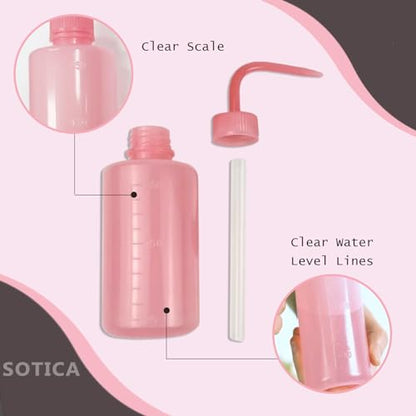 Wash Bottles - 3pcs Pink Squeeze Bottles 8oz tattoo bottles 250ml Narrow Mouth Squirt Bottles with Scale Labels Spray Bottles for Tattoo Medical Lab Succulent Watering Lash Extension Supplies - size: 3pcs 250ml pink