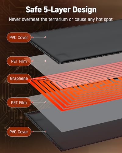 Pawfly Reptile Heating Pad 11.9 x 8 Inch - Reptile Heat Pad with Thermostat & Timer, 16 W Under Tank Heater, Heat Mat for Reptiles Hermit Crabs Turtles Frogs Snakes Lizards Geckos Plants Seedlings - size: 16 W (11.9 x 8 Inch)