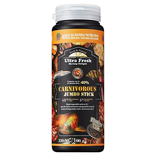 Ultra Fresh Monster Fish Food, Wild Sword Prawns, Floating Sticks for Oscars, Bass, Large Cichlids and Tropical Fish, Carnivorous Jumbo Stick 3.53 oz - size: 3.53 Ounce (Pack of 1)