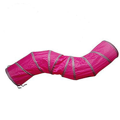 PetLike S Way Cat Tunnel Collapsible Pop-up Pet Tube Hideaway Play Toy with Ball (S-Way, Rose Red) - color: Rose Red, size: S-Way
