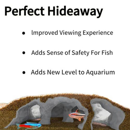 3D Printed Large Aquarium Cave for Fish Tank, Natural Under Gravel Underground Tunnel Hideout for Corydoras, Kuhli Loach, Clown Loach and Betta