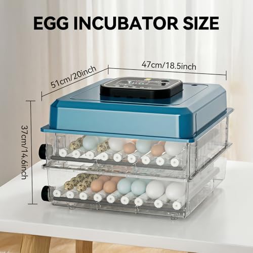 Incubators for Hatching Eggs, 136 Eggs Incubator Digital Poultry Hatcher with Auto Egg Turning, Temp & Humidity Display, 5 Modes, Day Counter & Egg Candler for Chicken/Duck/Goose/Quail