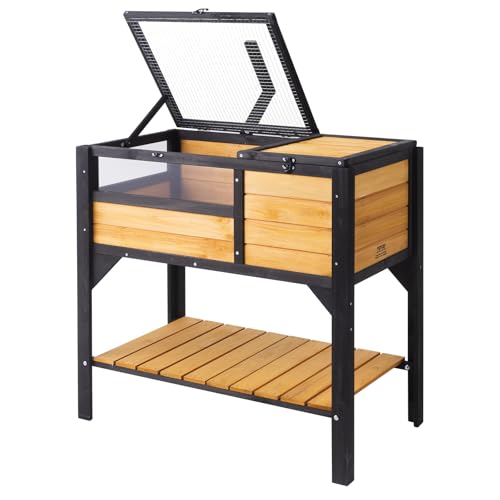 VEVOR Tortoise Habitat, Cedar Wooden Tortoise House Indoor & Outdoor, Tortoise Enclosure with Light Stand, Reptile Enclosure Small Animal Cage with Stand Legs for Gecko, Lizard, Snake - style: C With Legs