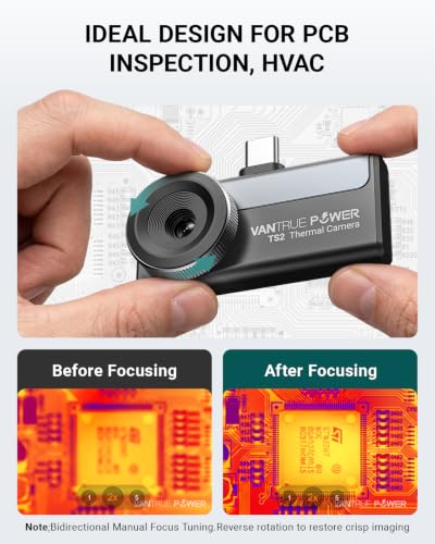 TS2 Thermal Camera for iPhone & Android, Thermal Imaging Camera 512x384 Super Resolution, Infrared Camera 8mm Macro Manual Focus, -4°F~1022°F Temp, Perfect for Home HVAC Inspection - color: Brown for IOS,Android,Ipad