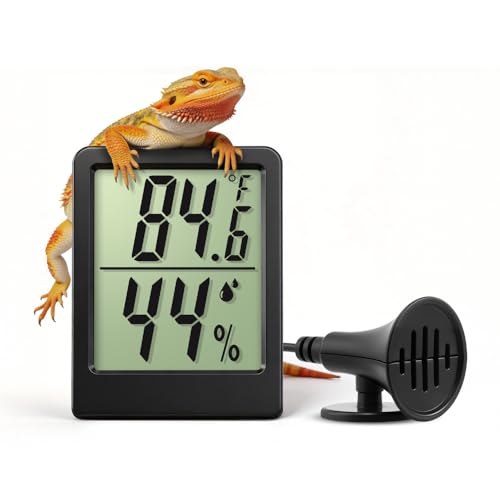 Reptile Thermometer Hygrometer LCD Digital Terrarium Thermometer and Humidity Gauge 2-in-1 Temperature and Humidity Monitor for Reptile Snake Tank Accessories Pet Rearing Box Bearded Dragon
