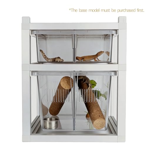 13x10x4 Stackable Reptile Rack Expansion Unit PE Drawer Ventilated Lid | Modular stackable reptile rack expansion 13x10x4, PE sliding drawer, ventilated lid, fits gecko snake ground reptile habitat - size: 13x10x4-add