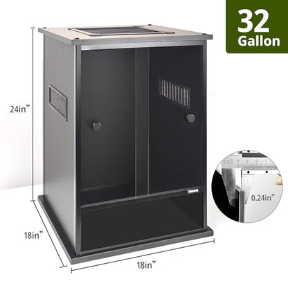 33 Gallon Tall PVC Reptile Enclosure,18"x18"x24" Reptile Tank Terrarium for Arboreal,Snake,Ball Python,Gecko,Frog,Lizard,Chameleon,Bearded Dragon,Spider - size: 18x18x24 inch