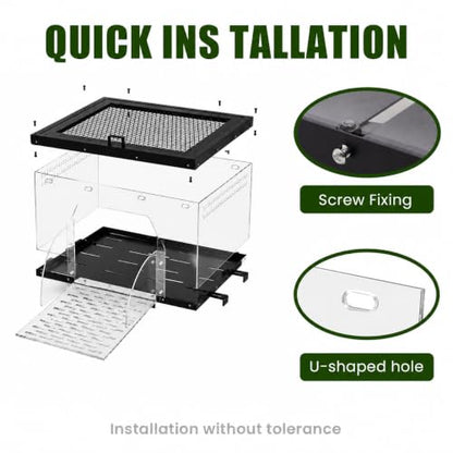 Extra Large Turtle Basking Platform for Aquatic Turtles with Turtle Brush | Stainless Steel Turtle Dock with Non-Slip Acrylic Ramp, Flip-Open Lid ,Escape-Proof, Fits 15-25" Wide Aquariums Tank