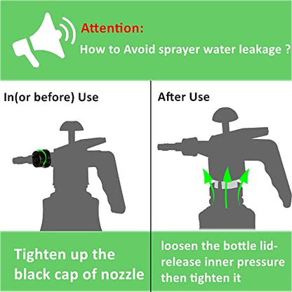 2 Pack Handheld Pump Sprayer, Garden Pressure Water Spray Bottle | Spraying Bottle with Adjustable Brass Noozle for Houseplant Watering, Lawn Care, Household Cleaning & Patio Maintenance - color: 1.5L-Grey-2PCS