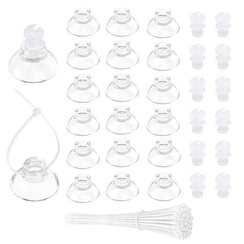 Pawfly 40 Pack Aquarium Suction Cups with Clips and Adjustable Zip Ties Cables Fish Tank Tools for Binding Moss Holding Airline Tubing Decorations Shrimp Nests and Reptile Hammocks - size: 40 Pack