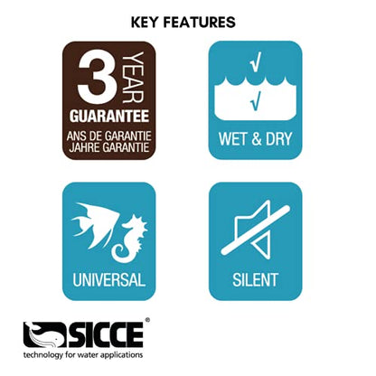 SICCE Syncra Silent NANO Multifunction 110 GPH Submersible Water Pump | Italian Made 2.8W Ultra Quiet Durable Aquarium Fish Tank, Fountain, Pond, Hydroponics, Terrarium Black | Freshwater & Saltwater - size: Syncra Silent NANO