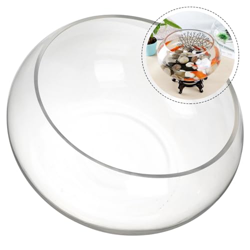 UKCOCO Glass Fish Bowl Round Terrarium for Desktop Multi Use Aquarium and Hydroponic Plant Pot Home Office Decoration for Goldfish Water Plants and Small Aquatic Ecosystems