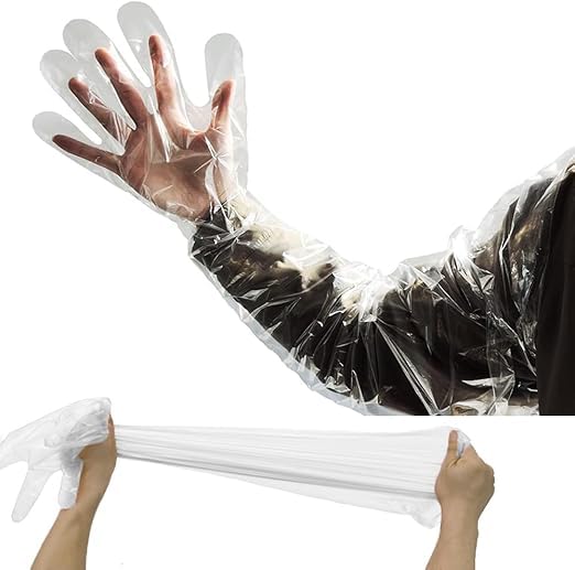 50PCS Disposable Gloves, Long Sleeve Gloves, Cow Examination, Cleaning, Hunting, Field Dressing and Gardening Glove