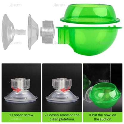 AUEAR, 2 Pack Reptiles Suction Cup Feeder Chameleon Feeding Food Cricket Bowl Water Dish Gecko Ledge Supplies Accessories for Lizard Bearded Dragon