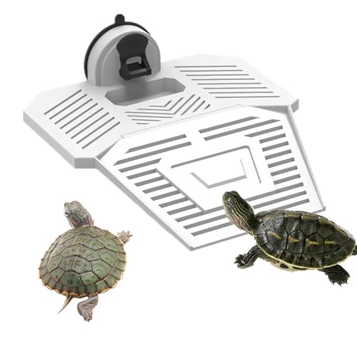 alfyng Turtle Basking Platform, Turtle Resting Basking Platform Ramp, Removable Tortoise Climbing Ladder Resting Terrace for Reptiles Amphibian Habitat Hideouts Aquarium Floating Dock (White, L) - color: White, size: L