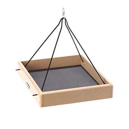 Birds Choice Hanging Tray Bird Feeder | Large, 16in x 13.5in x 2.5in | Collapsible Steel Hanging Rods, Open Platform Welcomes a Variety of Wild Birds, Weather-Resistant Poly Lumber - size: Large