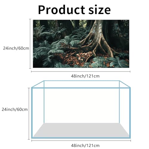 3 PCS Terrarium Background, 48x24 inch Polyester Reptile Backgrounds | Cloth Terrarium Background, Tropical Green Tree Fern & Gobi Desert Sunshine Cactus Rock Terrarium Background - size: 48x24 Inch