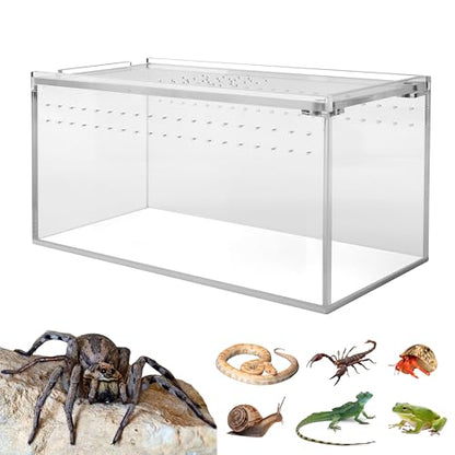 Small Acrylic Tarantula Enclosure Terrarium with Magnetic Button,8 * 4 * 4inch Thicken Isopod Enclosure,Spider Cage,Terrarium for Reptiles,Lizard,Juvenile Tarantulas - size: 8*4*4in