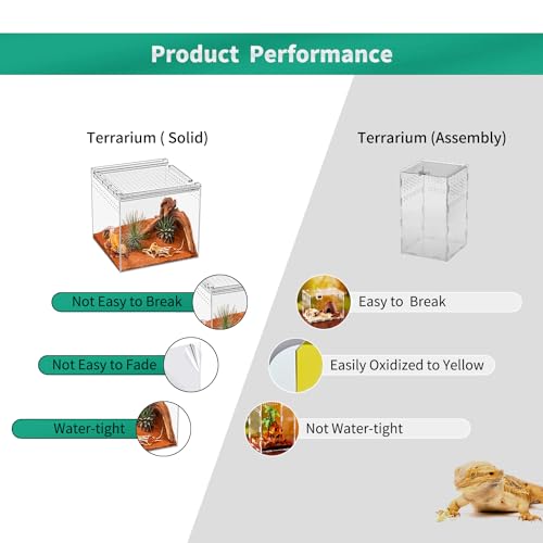 Reptile Terrarium,6.8" x 6.8"x 6" Reptile Breeding Box, Magnetic Acrylic Enclosure，for Tarantula，Hermit Crab，Jumping Spider，Iguana，Leopard Gecko，Bearded Dragon, Insect, Mantis, Scorpions. - size: 6.8"*6.8"*6"