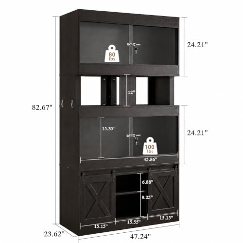 Cushore Double 4x2x2 Reptile Enclosure with Stand, Albizia Solid Wood-Core 120 Gallon Reptile Terrarium, Bearded Dragon Tank Stand with Sliding Door and 2 Cabinets for Lizard, Crested Gecko, Black