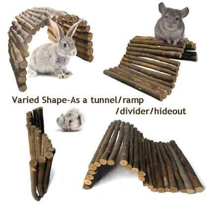 Hamiledyi Bunny Extra Large Ladder, 15.7 in X 25.1 in Wooden DIY Toy Rodents Chewing & Climbing Bridge Chinchillas Cage Tunnel/Hideout/Hut/Ramp/Divider for Small Animal Guinea Pig - size: XL