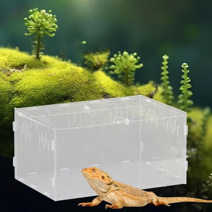 Reptile Breeding Box Terrarium Professional Clear Animal Habitat Cage with Ventilation Holes for Geckos Frogs Hermit Crabs- 30x20x15cm