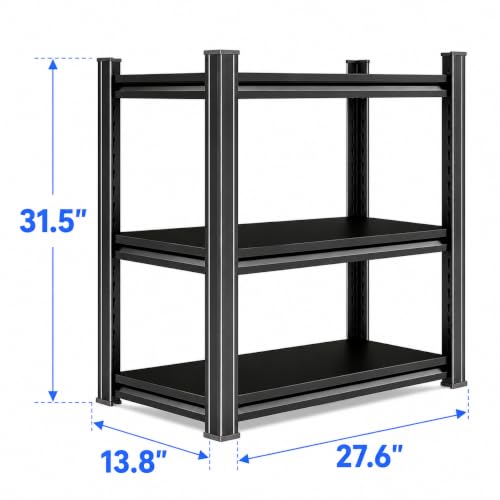 20-50 Gallon Fish Tank Stand, Aquarium Stand with 3-Tier Storage Shelves, Heavy Duty Terrarium Stand for Turtle Tank, Reptile Terrarium, 27.6" Wx 13.8" Dx 31.5" H, Black