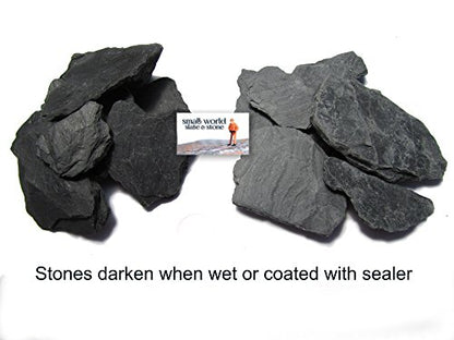 Natural Slate Stone 1 to 3 Inches - USA Sourced and Packaged for Aquascaping Aquariums, Terrariums, Paludariums, Reptile Enclosure, Wargaming, Models, Mosaic Art, Miniature Fairy Gardens (5lbs Grey) | Hand sorted, tumbled & washed in the US by our family-