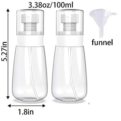 Empty Fine Mist Spray Bottle Travel Refillable Perfume Container Small Cosmetic Plastic Bottle for Face Hair Makeup 2 Pack - color: 3.4oz - Pack 2