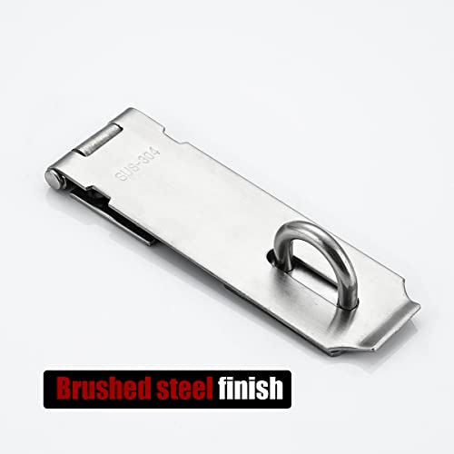 JQK Door Hasp Latch Lock, 5 Inch 304 Stainless Steel Safety Packlock Clasp Thickness 1.9 mm, Brushed Steel, DL130-BN - size: 5Inch-Brushed