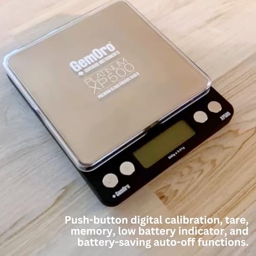 GemOro Platinum XP500 | Jewelers Pocket Scale | Countertop Portable Scale with Durable Precision | Digital Accurate Tool with Expert Professional Reading & Accuracy 500g x 0.01g Readability (Silver)