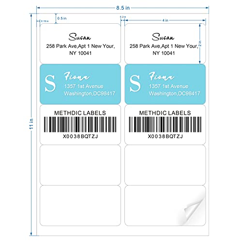 Methdic Shipping Labels 2"×4" 1000 Labels Sticker Paper for Laser/Ink Jet Printer Mailing Labels 8.5"×11" White 10 per Sheet - size: Rectangular 2" x 4", style: 100 Sheets