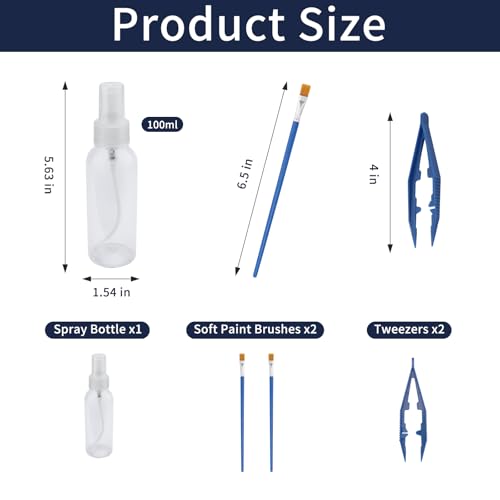 5-Piece Jumping Spider Care Kit with Spray Bottle, Tweezers and Brushes | Soft Scratch-Free Tools Simplify Feeding, Misting and Habitat Maintenance for Beginners and Small Arthropod Keepers