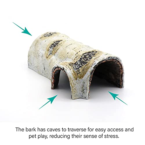 Reptile Hides and Caves Birch Tree Bark Trunk Habitats Decor Aquarium Decoration Wood for Lizard Geckos Snake Spiders Frogs Turtle (Medium) - style: Medium