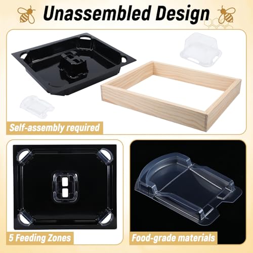 Geetery 2 Set 10 Frame Bee Top Feeders for Beehives Unassembled Leakproof Refillable Beekeeping Top Feeder with Corner and Central Chimney Feeding System for Outside Beekeeping Supplies