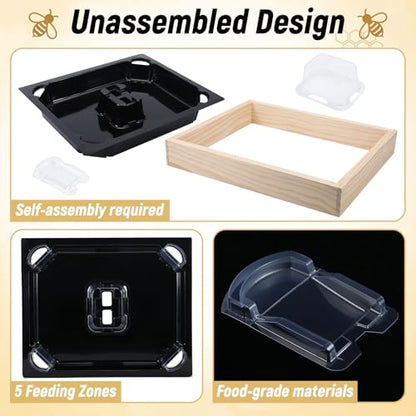 Geetery 2 Set 10 Frame Bee Top Feeders for Beehives Unassembled Leakproof Refillable Beekeeping Top Feeder with Corner and Central Chimney Feeding System for Outside Beekeeping Supplies