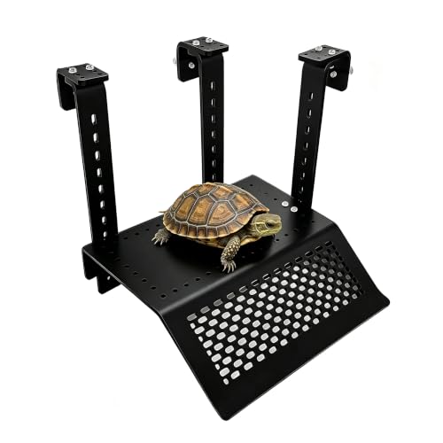 Hanging Acrylic Turtle Basking Platform Adjustable Height Turtle Dock with Ramp Perforated Floating Basking Shelf for Aquarium Water Tanks Reptile Terrapin Rest Sunning Spot (11.8x6.3x9.84 inch) - size: 11.8x6.3x9.84 inch