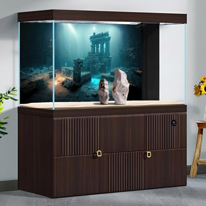 Fantasy Lost Underwater City Aquarium Background Misty Ancient Temple Stone Columns Fish Tank Background Under Water Magical Foggy Ruined Atlantis Buildings Reptile Tank Enclosure Backgrounds 48x24in - color: Light Blue, size: 48(W)x24(H)inches/ 120(W)*60