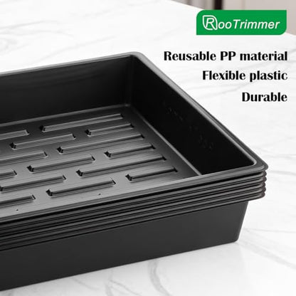 RooTrimmer 20 Pack Nursery Pots Trays (16.5"x13.2"x2.8"), Plastic Seed Starter Trays, Durable Carrying Seedling Starter Tray, Reusable Tray for Planting and Collecting Drainage Water (Black) - size: 16.5" x 13.2" x 2.8" Tras - 20P