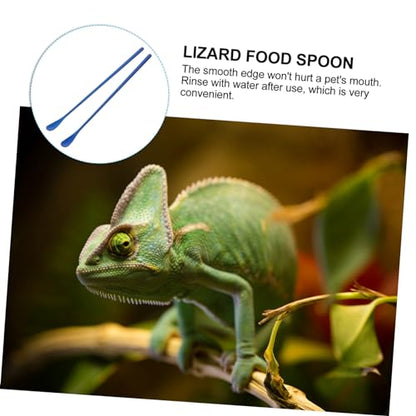 BESPORTBLE 2pcs Reptile Feeding Spoon Long Handle Lizard Food Scoop Tool Ergonomic Design for Solid and Liquid Pet Food Safe Material Comfortable to Use - color: Blue
