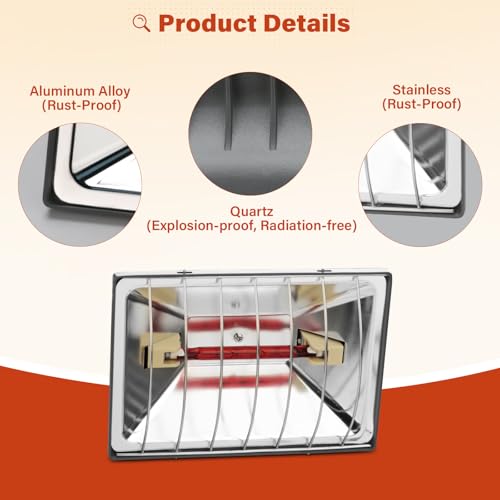 Chicken Coop Heat Lamp for Dog Kennel, Cat Bed, Reptiles & Incubators - 250W Adjustable Heat Lamp with 2 Heat Settings for Poultry, Livestock, and Pets
