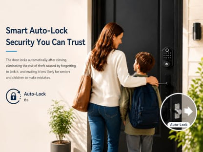 Fd001 Fingerprint Door Lock,Keyless Entry Deadbolt Lockwith Touchscreen Keypad,Auto Lock,Smart Locks for Front Door,with 2 Keys 2 Ic Cards,Easy Installation,Matte Black