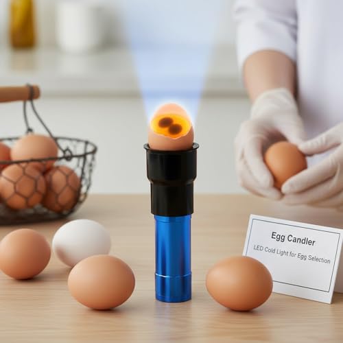 Egg Candler Candling Light Egg Development Tester Flashlight for Chicken Duck and Goose Eggs, 2PCS(Blue)