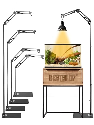 Reptile Light Stand, Single Swing-Arm, Black, 15.7-74.3 inch | Adjustable 360° Swing Arm, Heat Bulb Stand, For Bearded Dragons, Turtles, Chameleons, Terrarium Compatible - color: Black, size: Single Swing-Arm