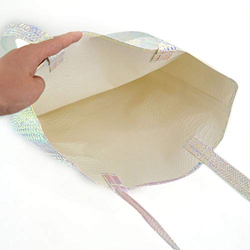Goodbag Boutique Hologram Tote Bag Laser Snakeskin PU Shoulder Bag Large Capacity Fashion Holographic Handbag